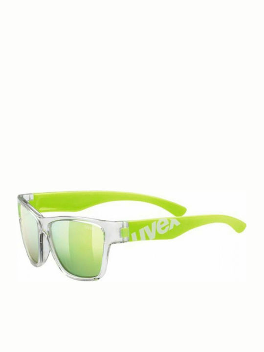 Uvex Sportstyle 508 Kids Sunglasses with Mirror Lens Clear / Neon Green