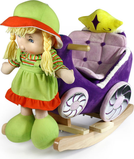 Avra Toys Fabric Rocking Toy Carriage for 12+ months with Music Purple