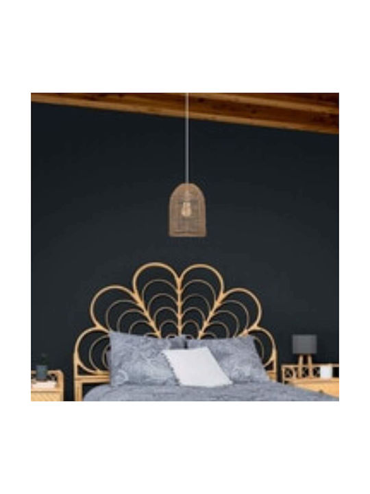 Atmosphera Karla Ceiling Light Beige Grid with E27 Socket 24x24x34cm