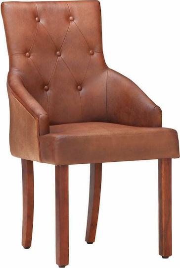 Dining Room Genuine Leather Armchair Coffee 52x60x95cm 2pcs