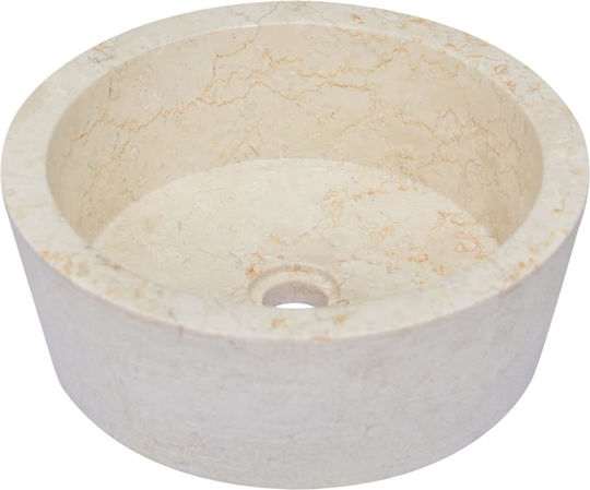 vidaXL Aufgesetztes Waschbecken Stein 40x40x15cm Beige