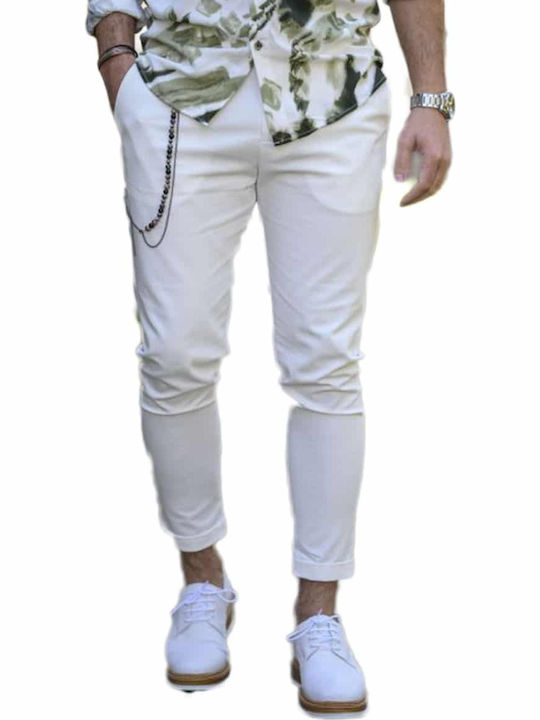 Ben Tailor 5148 Ανδρικό Παντελόνι Chino Ελαστικό σε Κανονική Εφαρμογή Λευκό
