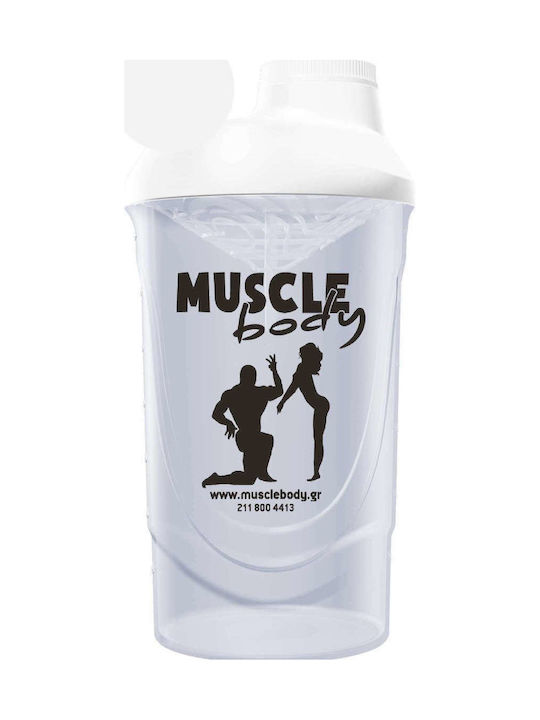MuscleBody Shaker Πρωτεΐνης 600ml Πλαστικό Λευκό