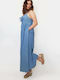 Losan 112-7011AL Sommer Maxi Kleid Denim