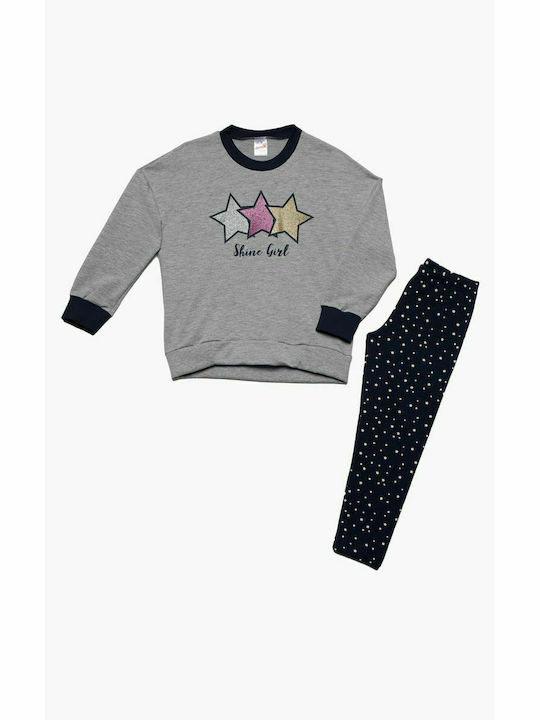 Minerva Kinder Schlafanzug Winterlich Gray Stars
