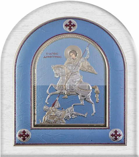 Slevori Εικόνα Άγιος Δημήτριος Ασημένια 8.8x10εκ.