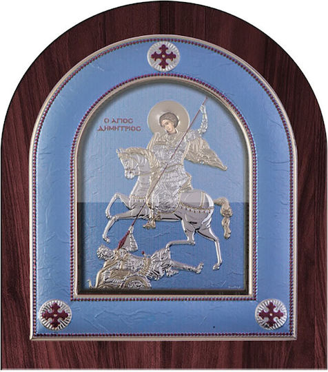 Slevori Εικόνα Άγιος Δημήτριος Ασημένια 8.8x10εκ.