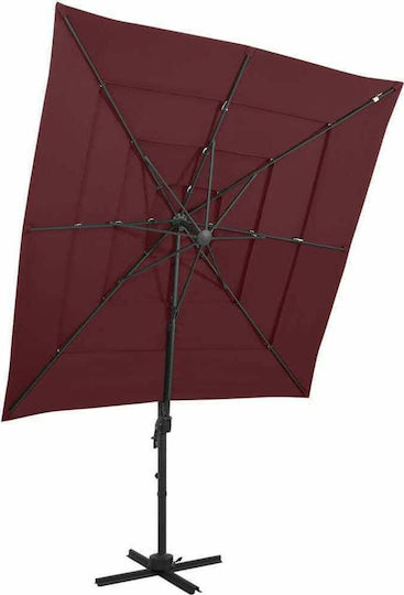 Quadratischer Aluminium-Burgunder Garten- und Terrassen-Sonnenschirm 2,5x2,5 m