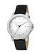 Esprit Watch Battery with Black Leather Strap