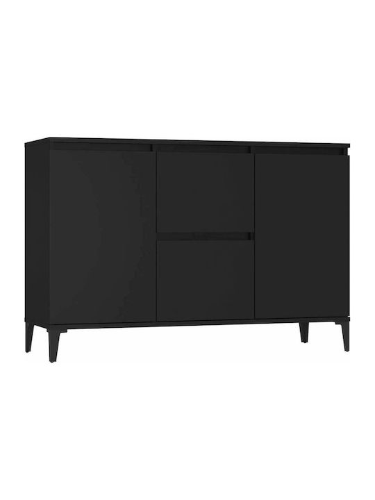 Wooden Buffet with Drawers Μαύρος L104xW35xH70cm