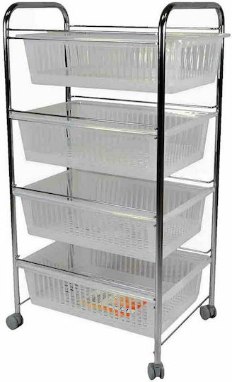 Sidirela Küchenwagen Metallisch Silber 4 Steckplätze 46x35x87cm