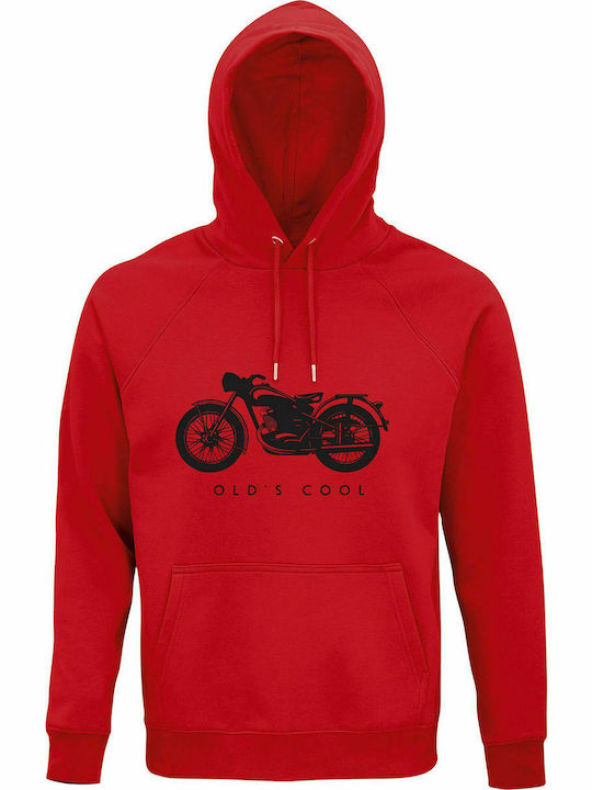 Hoodie Unisex, Organic "Old is Cool", Red