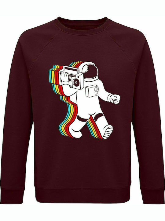 Sweatshirt Unisex, Organic "Space Dj", Burgundy