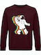 Sweatshirt Unisex, Organic "Space Dj", Burgundy