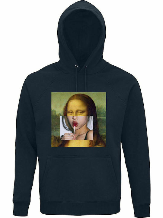 Hoodie Unisex, Organic "Monalisa Lollipop", French navy