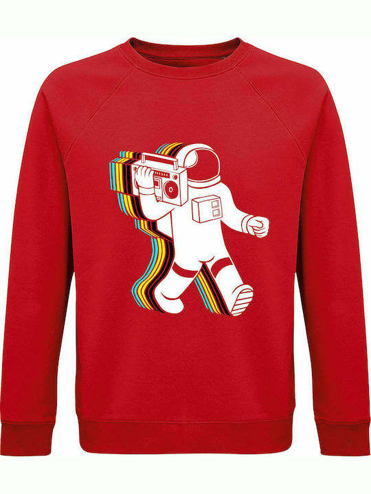 Sweatshirt Unisex, Organic "Space Dj", Red