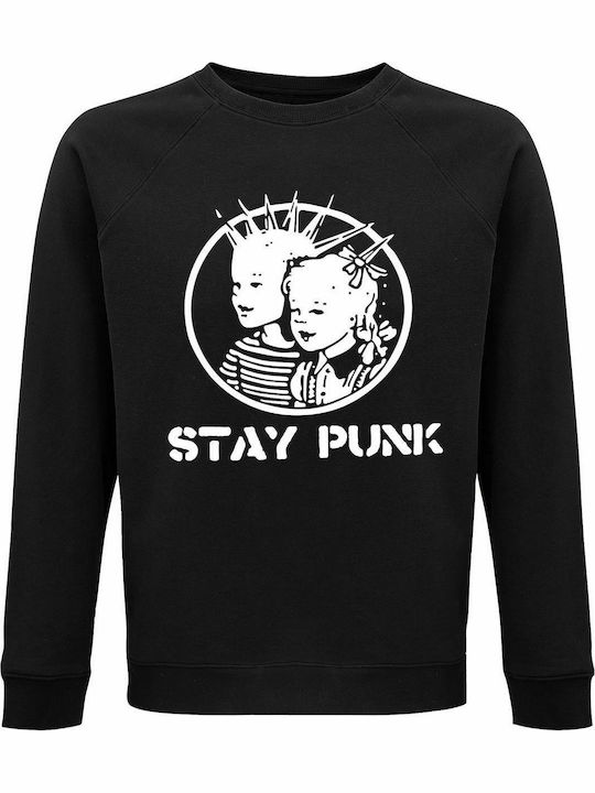 Sweatshirt unisex, Organic "Stay Punk", Black