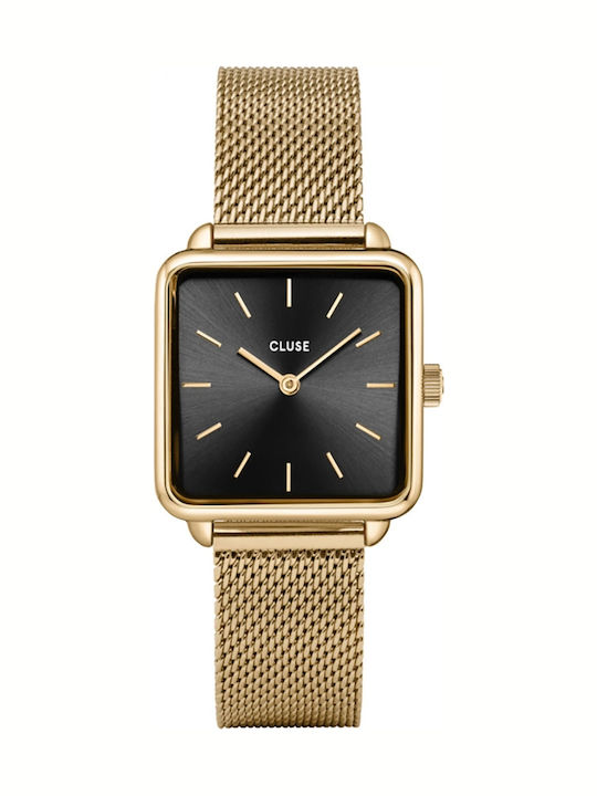 Cluse La Tetragone Damen Uhr mit Gold Metallarm...