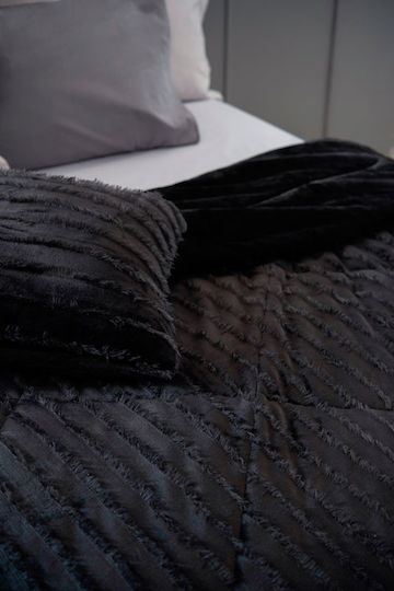 Palamaiki Gwen Κουβέρτα Βελουτέ Καναπέ 130x180εκ. Black