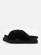 Fuzz Sugar Cross Leather Women's Flat Sandals in Black Color