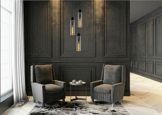 Lucide Lightning Orlando Κρεμαστό Φωτιστικό Μαύρο με Ντουί E27 32εκ.