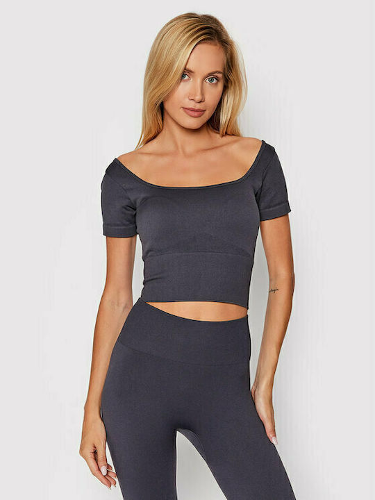 Guess Crop Top Sportiv pentru Femei cu Mâneci Scurte Albastru marin