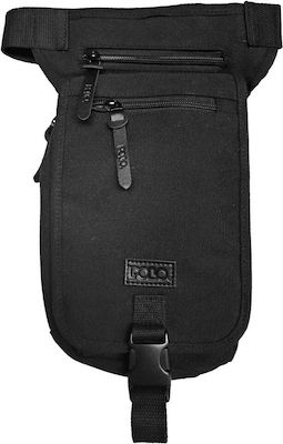 Polo Canvas Leg Military Pouch Thigh 33x23x7εκ. in Black Color