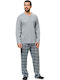 Harmony Men's Winter Cotton Checked Pajamas Set Gray 28-