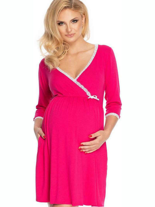 PeeKaBoo 0178 Long Nightgown for Breastfeeding Fuchsia