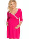 PeeKaBoo 0178 Long Nightgown for Breastfeeding Fuchsia