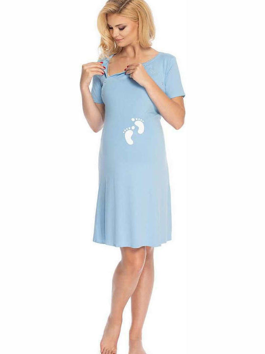 PeeKaBoo 0180 Short Nightgown for Breastfeeding Sky Blue