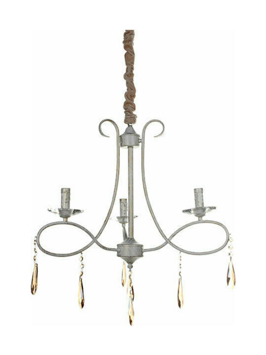 Keskor Πολυέλαιος 3xE14 Ø60cm με Κρύσταλλα Λευκός 89640-3