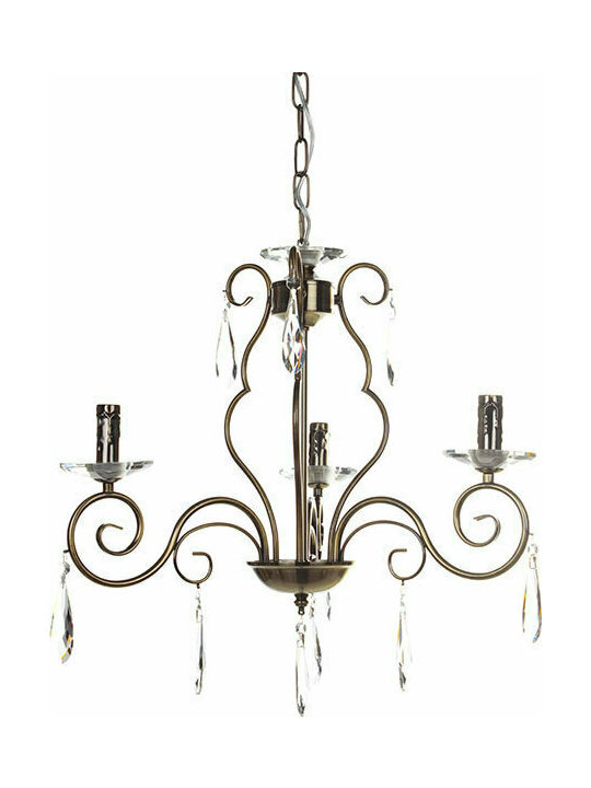 Keskor Chandelier with Crystals 3xE14 Bronze 56cm