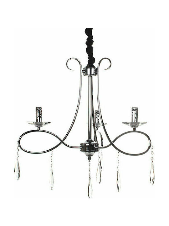 Keskor Candelabru 3xE14 Ø60cm cu Cristale Argint 89641-3