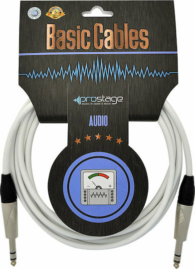 Prostage Cable 6.3mm male - 6.3mm male 0.3m White (WBTS-003)
