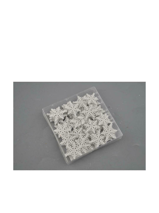 Atmosphera Christmas Wooden Figure Snowflake White 2.5x2.5cm 48 Pieces Snowflake