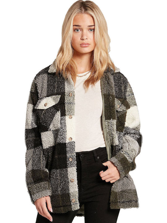 Volcom Silent Sherpa Femeie Carou Verde Overshirt