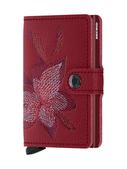 Secrid Miniwallet Stitch Men's Leather Card Wallet with RFID και Slide Mechanism Magnolia Rose