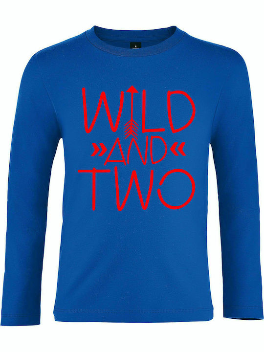 Children's Long Sleeve "WIld and TWO", Royal blue