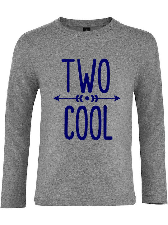 Children's Long Sleeve "TWO COOL", Grey Melange