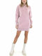 Mini Sport Dress Long Sleeve Hooded Pink