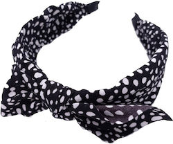 Animal Print Fabric Headband with Bow Tie Black