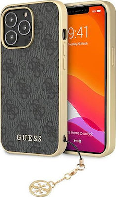 Guess 4G Charms Umschlag Rückseite Kunststoff Gray (iPhone 13 Pro) GUHCP13LGF4GGR