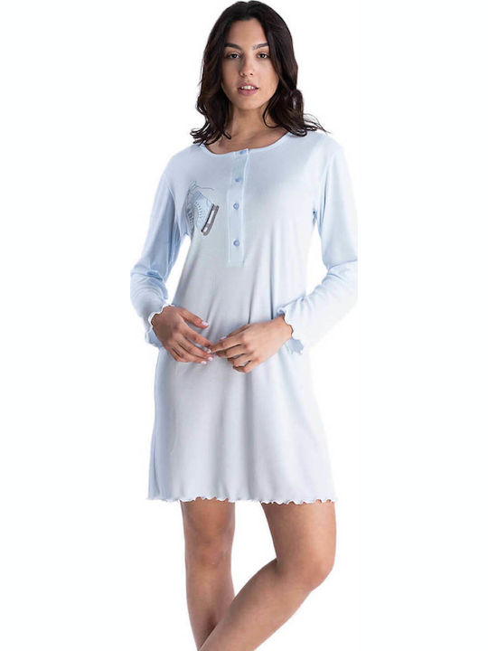 Rachel Winter Damen Nachthemd Hellblau