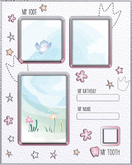 Slevori Kinder-Multifotorahmen Silber Rosa 9x13 cm