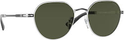 Persol Ochelari de soare Argintiu cu Cadru & Verde Lentilă