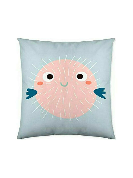 Costura Kids Square Throw Pillow Cover Balloon Fish 50x50cm Light Blue