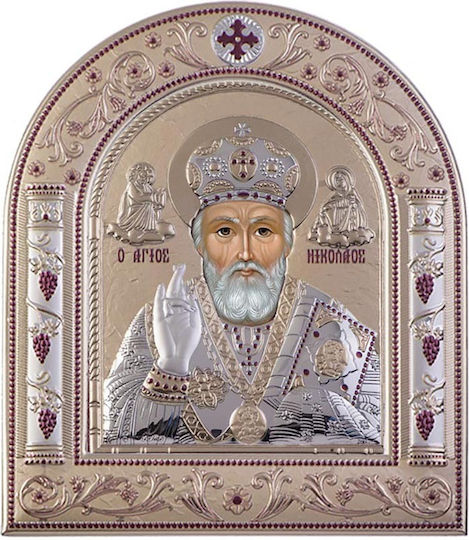 Slevori Εικόνα St. Nikolaus Silber 8x8cm