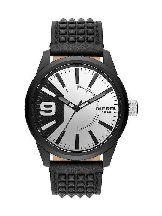 Diesel Rasp Watch Battery with Black Leather Strap