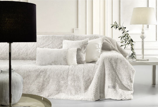 Guy Laroche Ριχτάρι Διθέσιου Καναπέ Crusty 170x250εκ. Ivory με Μαξιλαροθήκη
